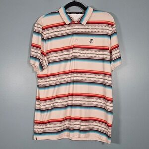 HOOEY Men's Cowboy Golf Short Sleeve Polo Shirt Aztec Stripe Size M